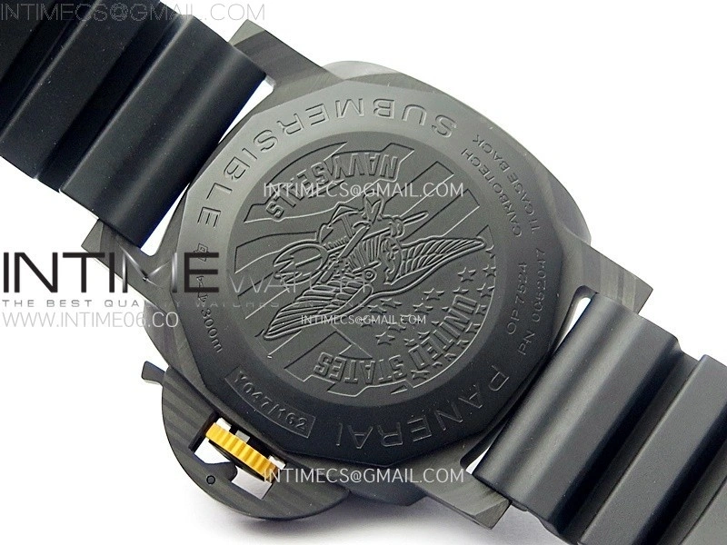 PAM1324 Carbotech 44mm GMT VSF 1:1 Best Edition Carbon Dial on Black Rubber Strap P.9011