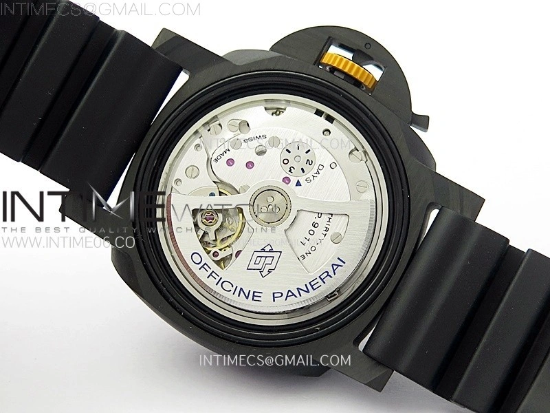 PAM1324 Carbotech 44mm GMT VSF 1:1 Best Edition Carbon Dial on Black Rubber Strap P.9011