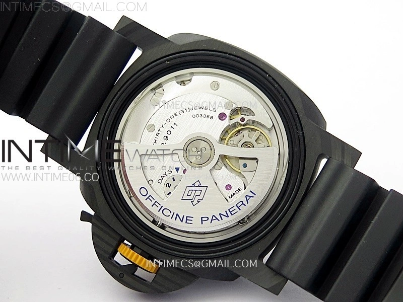 PAM1324 Carbotech 44mm GMT VSF 1:1 Best Edition Carbon Dial on Black Rubber Strap P.9011