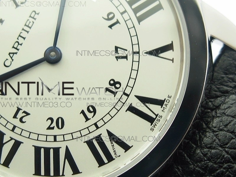 Ronde Solo de Cartier 36mm K11 1:1 Best Edition White Dial on Black leather strap Ronda Quartz