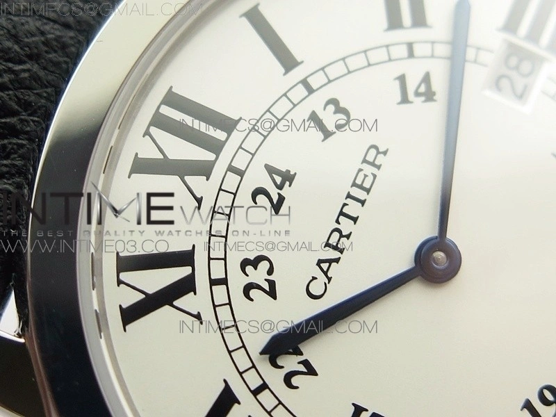 Ronde Solo de Cartier 36mm K11 1:1 Best Edition White Dial on Black leather strap Ronda Quartz