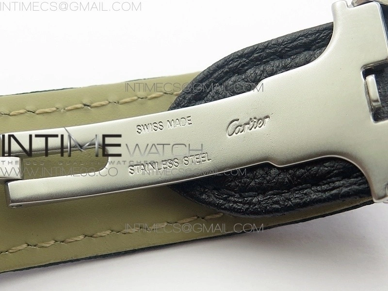 Ronde Solo de Cartier 36mm K11 1:1 Best Edition White Dial on Black leather strap Ronda Quartz