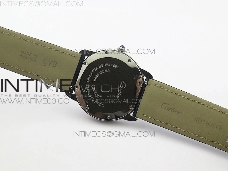 Ronde Solo de Cartier 36mm K11 1:1 Best Edition White Dial on Black leather strap Ronda Quartz