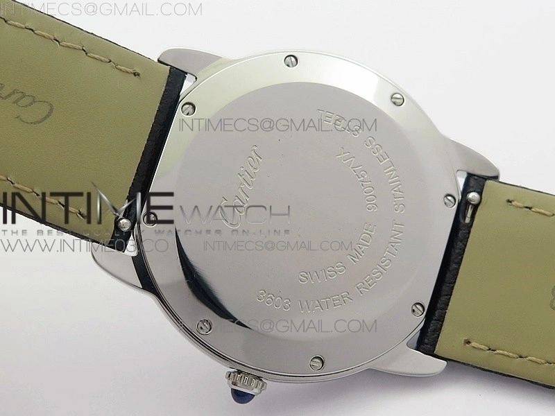 Ronde Solo de Cartier 36mm K11 1:1 Best Edition White Dial on Black leather strap Ronda Quartz