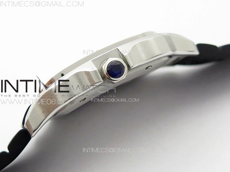 Santos de Cartier 40mm SS GF 1:1 Best Edition White Dial on Black Rubber Strap MIYOTA 9015