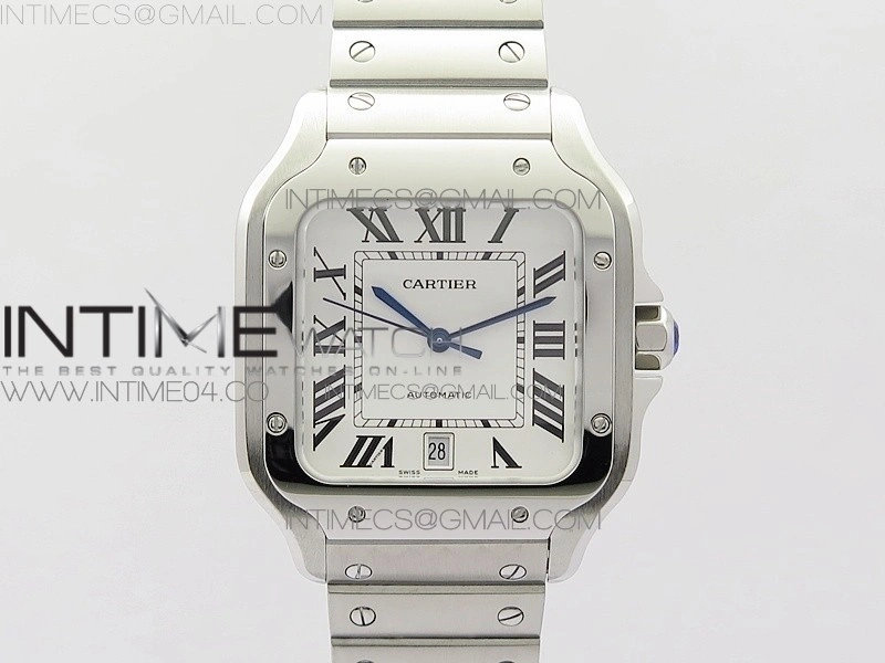 Santos de Cartier Large 2018 V2 KOR 1:1 Best Edition White Dial on SS Bracelet MIYOTA 9015