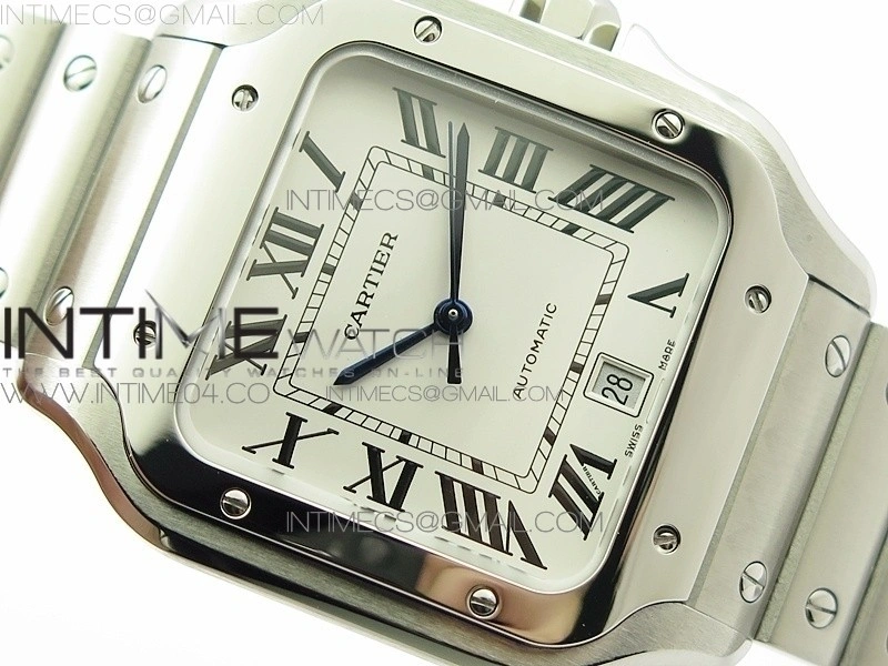 Santos de Cartier Large 2018 V2 KOR 1:1 Best Edition White Dial on SS Bracelet MIYOTA 9015
