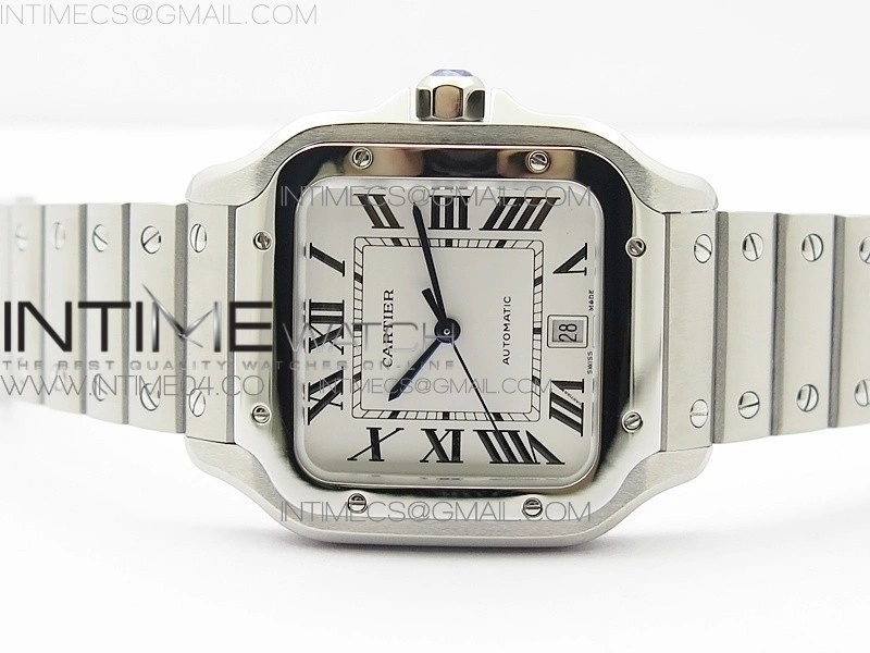 Santos de Cartier Large 2018 V2 KOR 1:1 Best Edition White Dial on SS Bracelet MIYOTA 9015