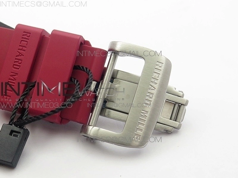RM055 Real White Ceramic Case V2 KVF Best Edition Skeleton Dial Red Crown on Red Rubber Strap MIYOTA8215