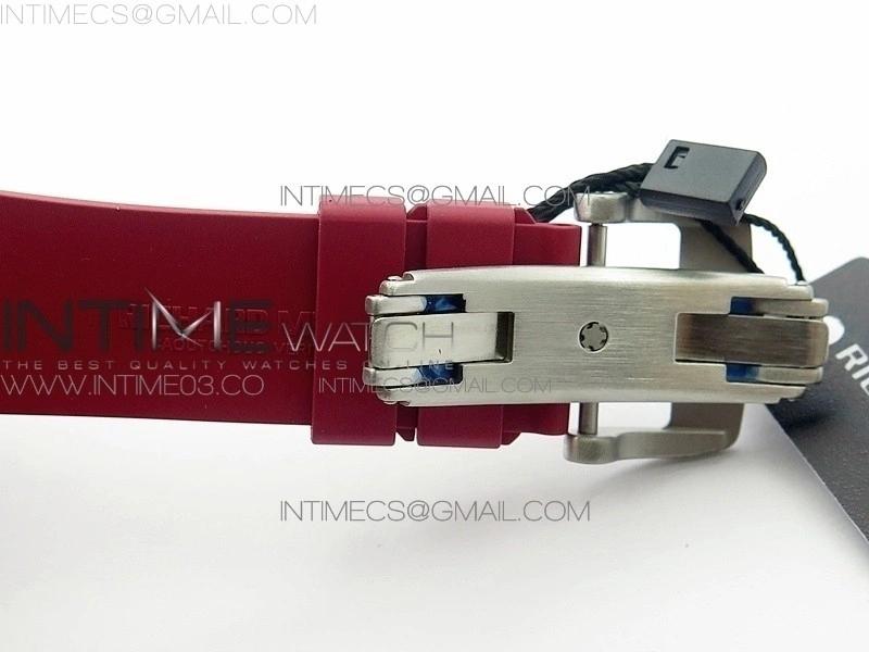 RM055 Real White Ceramic Case V2 KVF Best Edition Skeleton Dial Red Crown on Red Rubber Strap MIYOTA8215