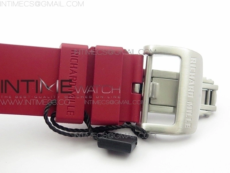 RM055Real White Ceramic Case V2 KVF Best Edition Skeleton Dial Red Crown on Red Rubber Strap MIYOTA8215