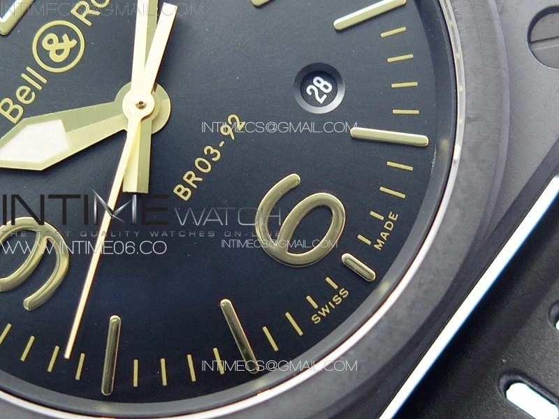 BR 03-92 Real Ceramic 1:1 Best Edition Black Dial RG Markers on Black Rubber Strap MIYOTA 9015