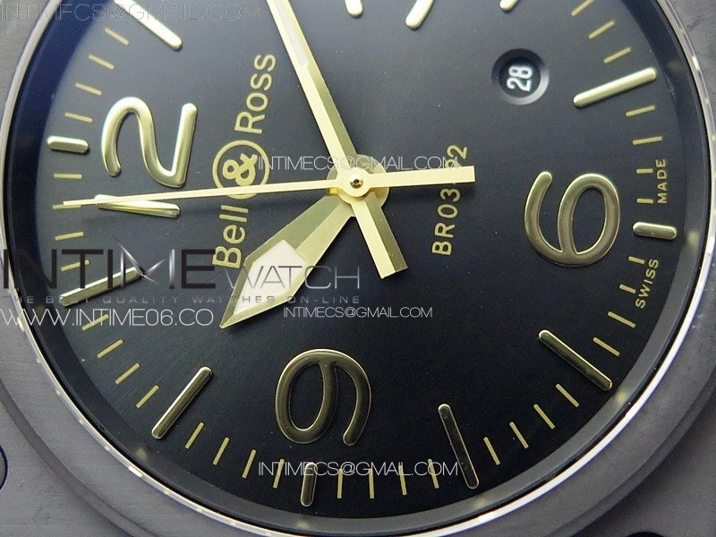 BR 03-92 Real Ceramic 1:1 Best Edition Black Dial RG Markers on Black Rubber Strap MIYOTA 9015