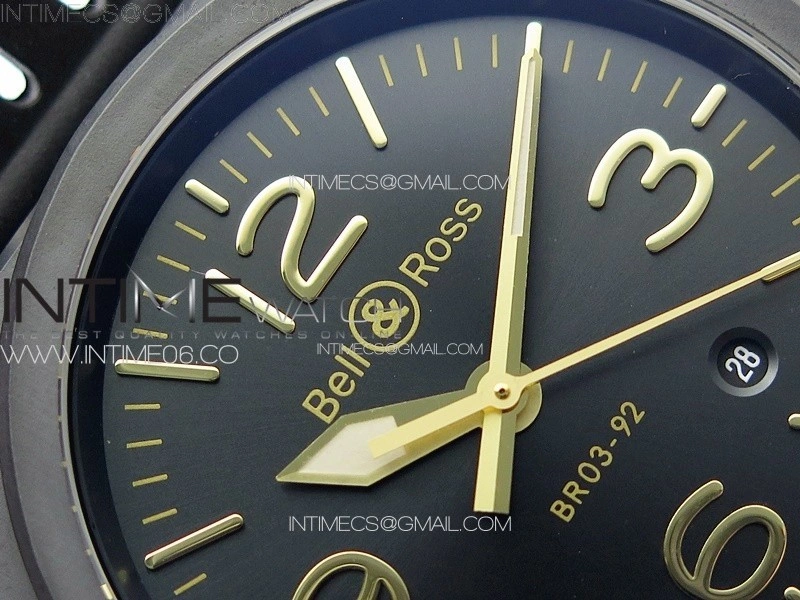 BR 03-92 Real Ceramic 1:1 Best Edition Black Dial RG Markers on Black Rubber Strap MIYOTA 9015