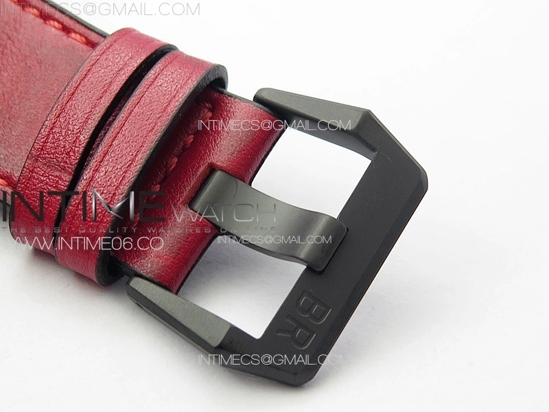 BR 03-92 Real Ceramic 1:1 Best Edition Black Dial Red Markers on Red Leather Strap MIYOTA 9015