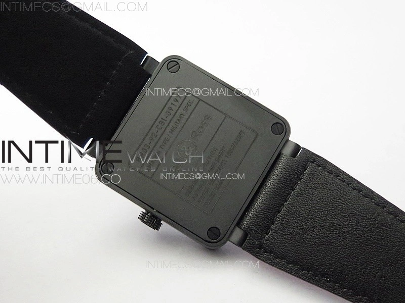 BR 03-92 Real Ceramic 1:1 Best Edition Black Dial Red Markers on Red Leather Strap MIYOTA 9015