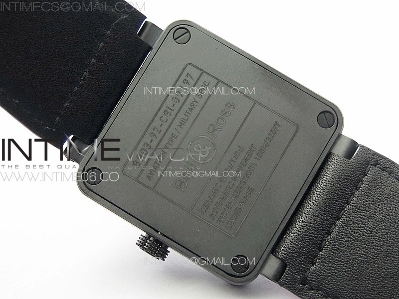 BR 03-92 Real Ceramic 1:1 Best Edition Black Dial Red Markers on Red Leather Strap MIYOTA 9015