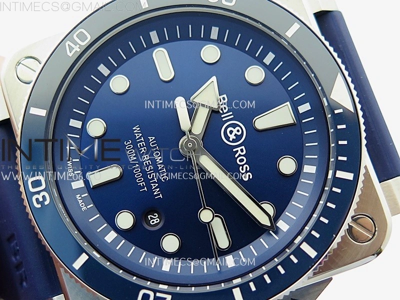 BR 03-92 Diver Blue Ceramic Bezel SS B12 1:1 Best Edition Blue Dial on Blue Rubber Strap MIYOTA 9015