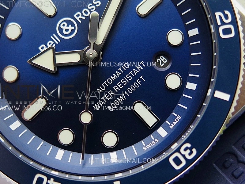 BR 03-92 Diver Blue Ceramic Bezel SS B12 1:1 Best Edition Blue Dial on Blue Rubber Strap MIYOTA 9015