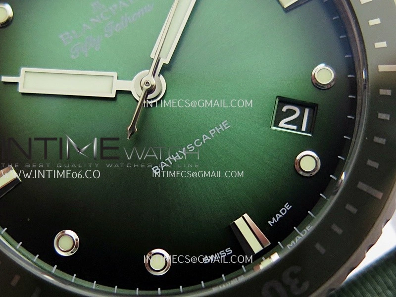 Fifty Fathoms Bathyscape Green Ceramic Bezel SS GF 1:1 Best Edition Green Ombre Dial On Green Nylon Strap A1315