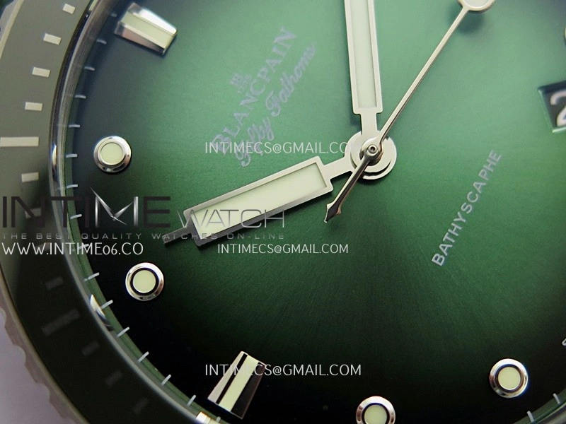 Fifty Fathoms Bathyscape Green Ceramic Bezel SS GF 1:1 Best Edition Green Ombre Dial On Green Nylon Strap A1315