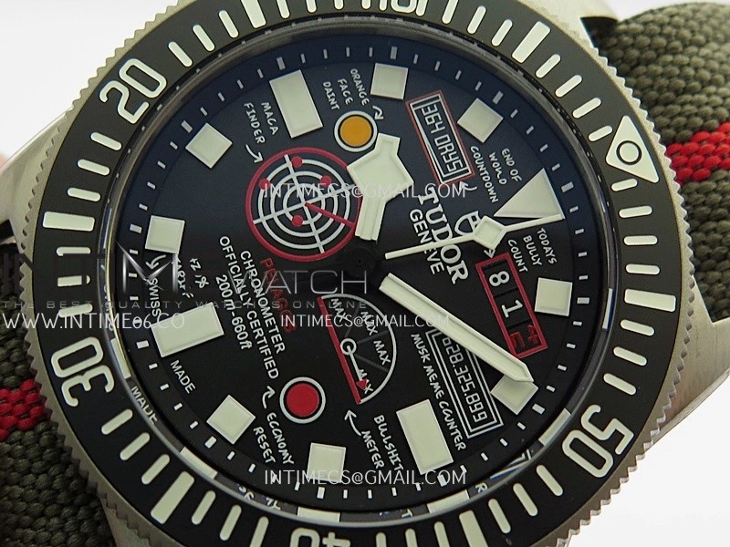 Pelagos FXD Black Ceramic Bezel Ti M+F 1:1 V4 Best Edition Black Designed Dial On Green Nylon Strap