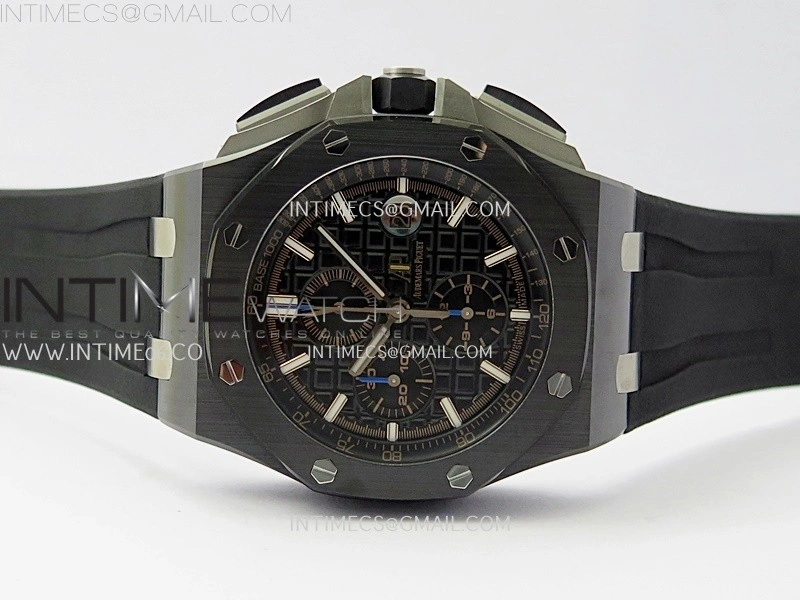 Royal Oak Offshore 44mm Black Ceramic TKF 1:1 Best Edition Black Dial Blue Handset on Black Rubber Strap A3126