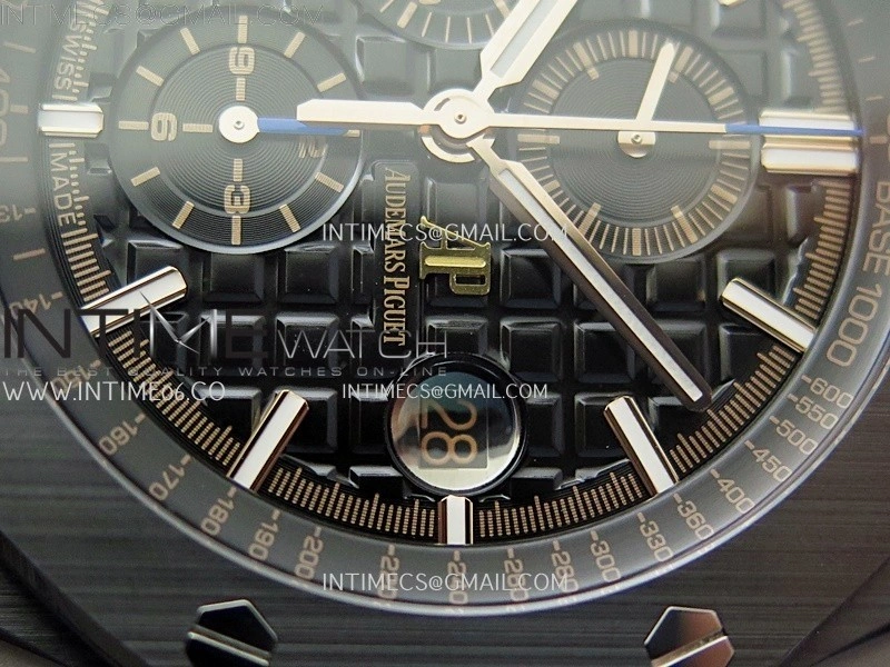 Royal Oak Offshore 44mm Black Ceramic TKF 1:1 Best Edition Black Dial Blue Handset on Black Rubber Strap A3126