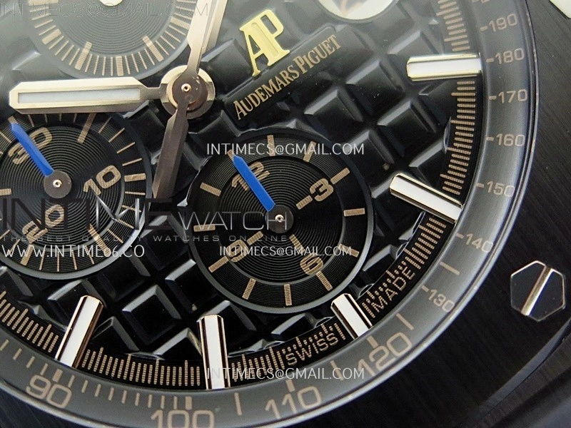 Royal Oak Offshore 44mm Black Ceramic TKF 1:1 Best Edition Black Dial Blue Handset on Black Rubber Strap A3126