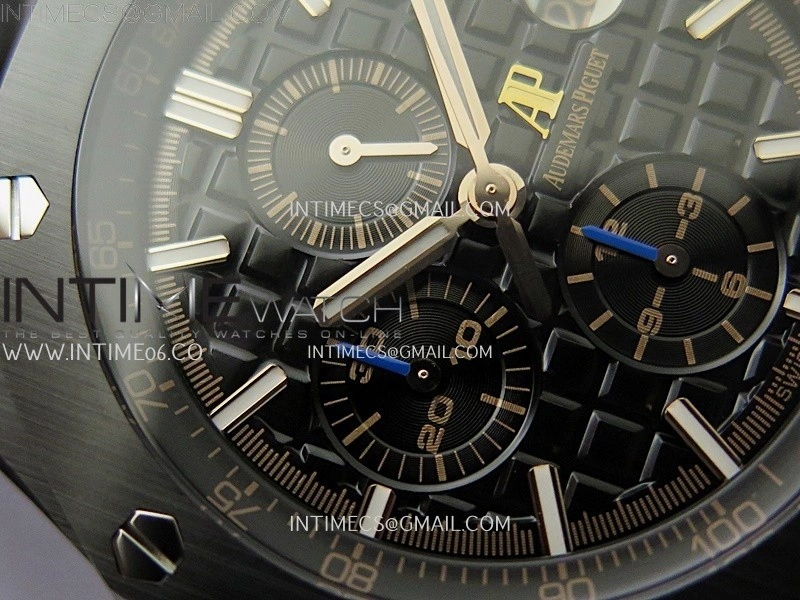 Royal Oak Offshore 44mm Black Ceramic TKF 1:1 Best Edition Black Dial Blue Handset on Black Rubber Strap A3126