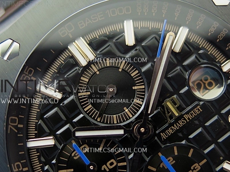 Royal Oak Offshore 44mm Black Ceramic TKF 1:1 Best Edition Black Dial Blue Handset on Black Rubber Strap A3126