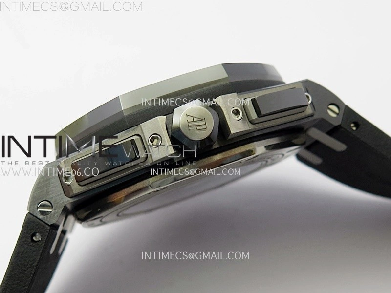 Royal Oak Offshore 44mm Black Ceramic TKF 1:1 Best Edition Black Dial Blue Handset on Black Rubber Strap A3126