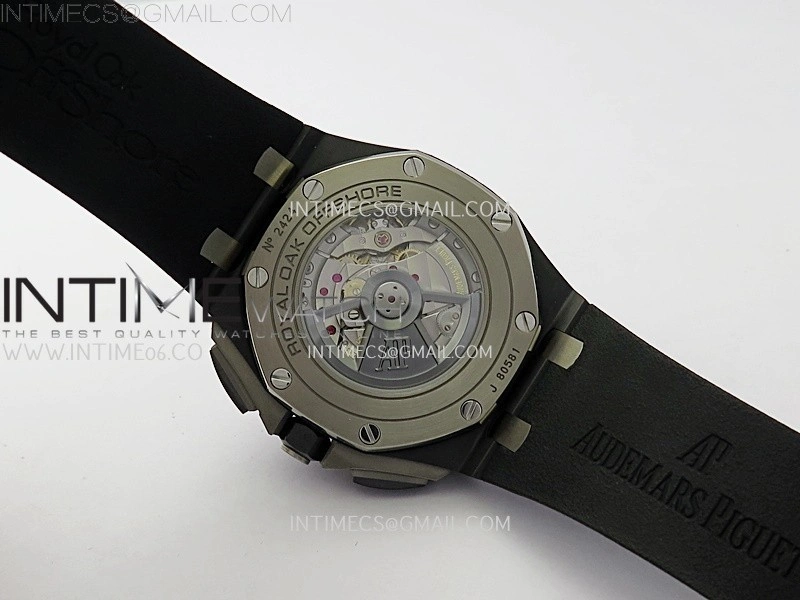Royal Oak Offshore 44mm Black Ceramic TKF 1:1 Best Edition Black Dial Blue Handset on Black Rubber Strap A3126