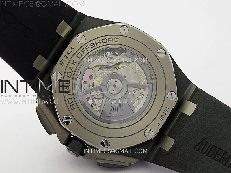 Royal Oak Offshore 44mm Black Ceramic TKF 1:1 Best Edition Black Dial Blue Handset on Black Rubber Strap A3126
