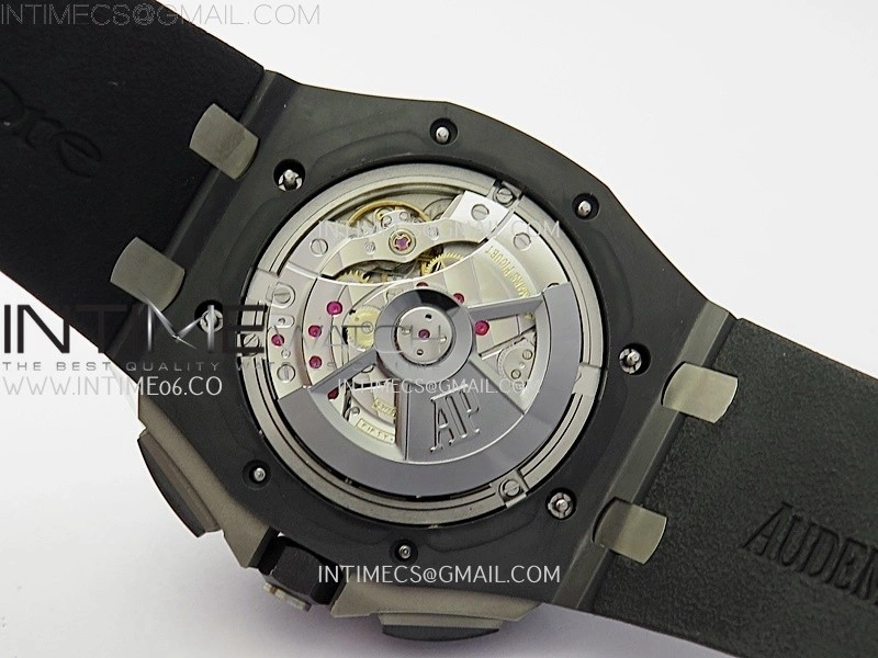 Royal Oak Offshore 44mm Black Ceramic TKF 1:1 Best Edition Black Dial Blue Handset on Black Rubber Strap A3126