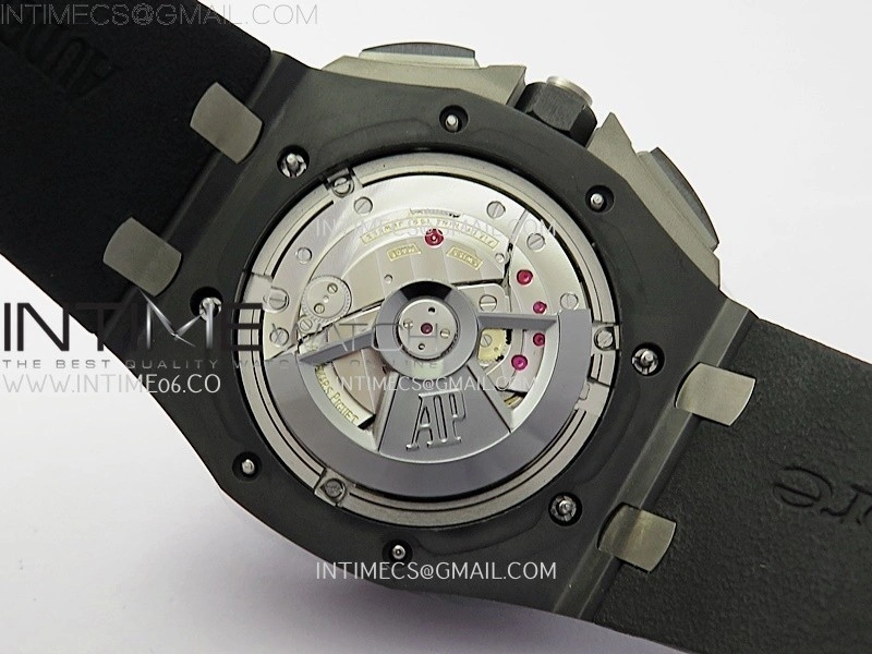Royal Oak Offshore 44mm Black Ceramic TKF 1:1 Best Edition Black Dial Blue Handset on Black Rubber Strap A3126