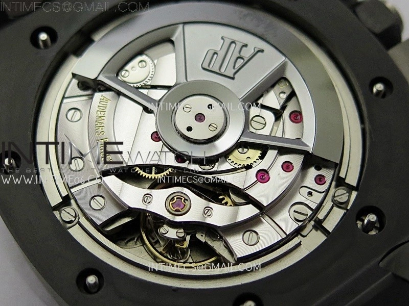 Royal Oak Offshore 44mm Black Ceramic TKF 1:1 Best Edition Black Dial Blue Handset on Black Rubber Strap A3126