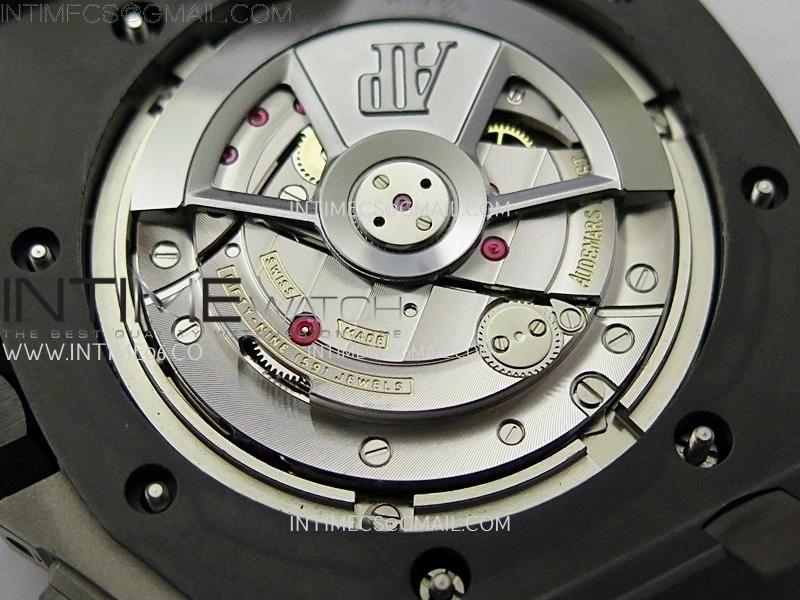 Royal Oak Offshore 44mm Black Ceramic TKF 1:1 Best Edition Black Dial Blue Handset on Black Rubber Strap A3126