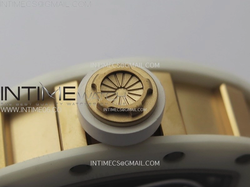 RM052 Skull White Ceramic RG Real Tourbillon YSF Best Edition Red Skull Dial on White Rubber Strap