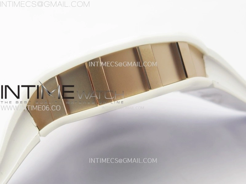 RM052 Skull White Ceramic RG Real Tourbillon YSF Best Edition Red Skull Dial on White Rubber Strap