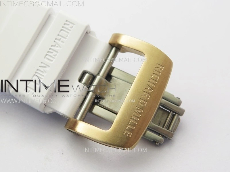 RM052 Skull White Ceramic RG Real Tourbillon YSF Best Edition Red Skull Dial on White Rubber Strap