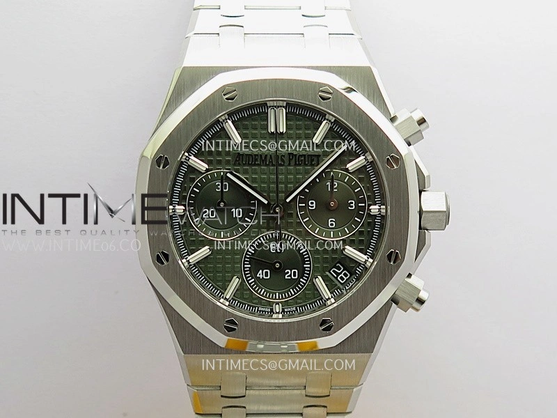 Royal Oak Chrono 26240 SS ZF 1:1 Best Edition Green Dial On SS Bracelet Super Clone DD4401