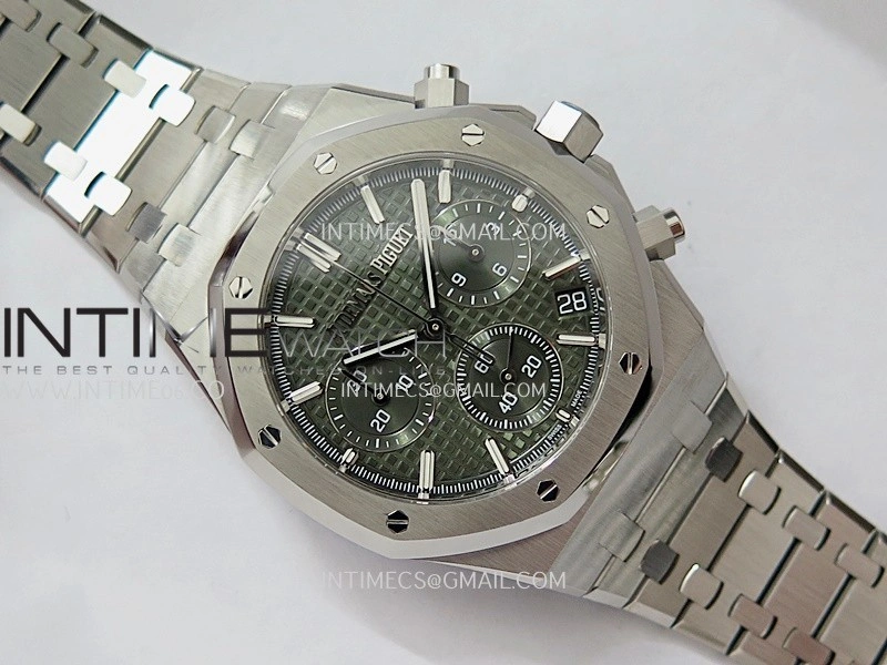 Royal Oak Chrono 26240 SS ZF 1:1 Best Edition Green Dial On SS Bracelet Super Clone DD4401