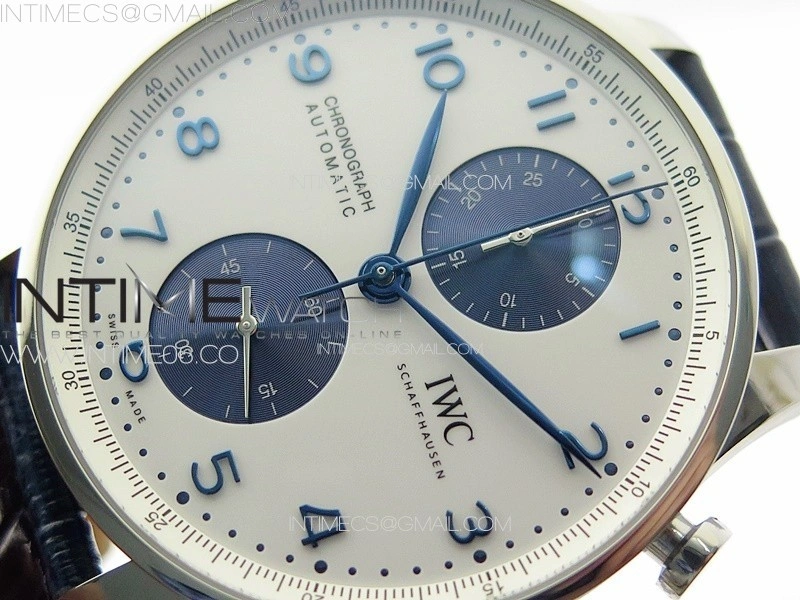 Portuguese Chrono IW371620 AZF 1:1 Best Edition White Blue Dial on Blue Leather Strap A69355