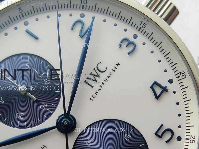 Portuguese Chrono IW371620 AZF 1:1 Best Edition White Blue Dial on Blue Leather Strap A69355