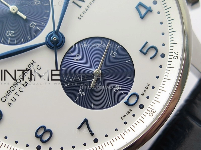 Portuguese Chrono IW371620 AZF 1:1 Best Edition White Blue Dial on Blue Leather Strap A69355