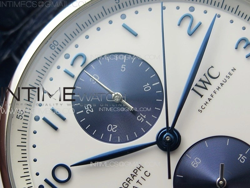 Portuguese Chrono IW371620 AZF 1:1 Best Edition White Blue Dial on Blue Leather Strap A69355