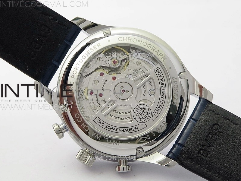 Portuguese Chrono IW371620 AZF 1:1 Best Edition White Blue Dial on Blue Leather Strap A69355