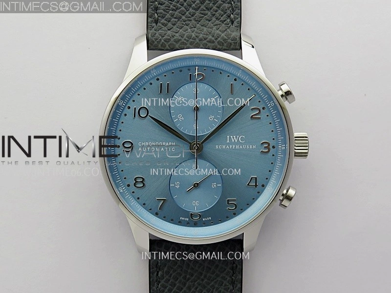 Portuguese Chrono IW371626 ZF 1:1 Best Edition Light Blue Dial on Blue Leather Strap A69355