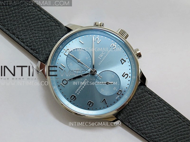 Portuguese Chrono IW371626 ZF 1:1 Best Edition Light Blue Dial on Blue Leather Strap A69355